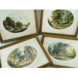 LE BLOND set of four prints - pastoral scenes in oval format, 13 x 16cms