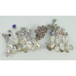 ASSORTED CONTINENTAL SILVER to include souvenir spoons, Continental bunch of grapes ornament