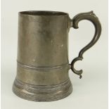 EARLY VICTORIAN PEWTER MASONIC TANKARD with crest inscription and date 1841, glass base and