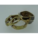 THREE 9CT GOLD RINGS set with semi-precious stones, 7.9gms overall