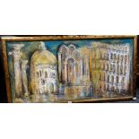 DECORATIVE RETRO STYLE PAINTED PLASTER PANEL with classic building facades