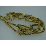 YELLOW METAL BALL AND BAR LINK CHAIN (tested as high carat approximately 22ct gold), 115.2 grams,