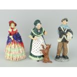 THREE ROYAL DOULTON BONE CHINA FIGURES to include 'old Mother Hubbard' HN2314, 'A Victorian Lady'