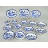 HACKWOOD POTTERY MINIATURE TRANSFER DECORATED PART-DINNER SET, blue and white, approximately 32