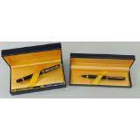 PAIR OF CASED WATERMAN 'IDEAL' PENS comprising fountain pen with 18k gold nib and ball-point pen,