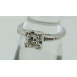 14K WHITE GOLD DIAMOND SOLITAIRE ILLUSION SET RING, the round brilliant diamond 0.25ct