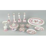 ROYAL WORCESTER AMELIA DRESSING TABLE SUITE, floral decorated, includes posy vases, boxes ETC