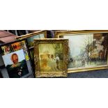 PARCEL OF FURNISHING OILS ON CANVAS including M.Blake winter street scene, 60 x 90cms, oil on