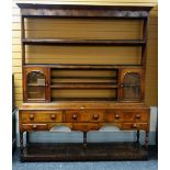 19TH CENTURY SWANSEA WELSH DRESSER, open platform boarded-shelf base, with six turned supports,