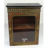 19TH CENTURY PIER CABINET, gilt metal and coloured enamel mounting, single glazed door, 75cms wide