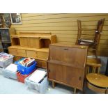 ASSORTED MID-CENTURY FURNITURE including sliding door bookcase, lounge unit, small bureau, nest of