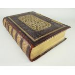 19TH CENTURY WELSH FAMILY BIBLE, full leather cover with gilt decoration and gilt metal clasps