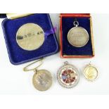 COINS AND MEDALLIONS to include 1887 enamelled Victorian double florin, imitation sovereign