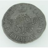 CHARLES I HALF-CROWN with king on horseback, sword raised and protruding to legend border,