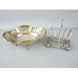 A FOUR SECTION SILVER TOAST RACK and a pierced bon bon dish, Sheffield 1903, maker George Howson and
