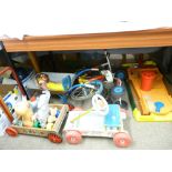 VINTAGE COLLECTION OF CHILDREN'S TOYS & GAMES to include a bicycle, two scooters, mini wheel barrow,