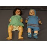 TWO VINTAGE GERMAN BISQUE HEAD DOLLS marked 'A M Germany 351/5K' and 'Heubach Koppelsdorf 342.3' (