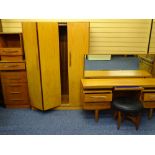 GOOD MID CENTURY G PLAN TEAK BEDROOM SUITE of wardrobe, 175cms height, 122cms width. 58.5cms