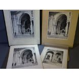 EDWARD PITE three pen and ink church interior scenes, approximately 15 x 11.5cms