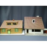 TWO VINTAGE UNFURNISHED DOLLS/MINIATURE COLLECTORS' HOUSES, 51 and 39cm heights, one having original