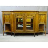 SUPER CIRCA 1900 INLAID ROSEWOOD SIDE CABINET having twin central cupboard doors with bevel edged