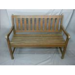 WOODEN SLATTED GARDEN BENCH, 89cms height, 120cms width, 55cms depth