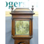 GEORGE III BRASS DIAL OAK LONG-CASE CLOCK by Seddon, Frodsham, 12½ inch square dial set with roman