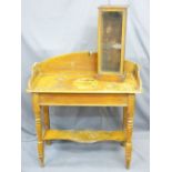 VICTORIAN SCUMBLE PINE WASH STAND, 92cms H, 90cms W, 41cms D, having shaped splashback and lower pot