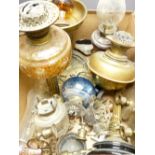OIL LAMPS - an assortment of various bases, shades ETC