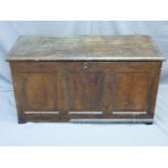 CIRCA 1800 SCUMBLED PINE BLANKET CHEST with iron strap hinges and lock, peg joined construction with