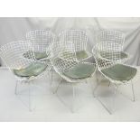 SET OF SIX CIRCA 1960s RETRO CHROMED STEEL CHAIRS possibly Knoll Studio by Harry Bertoia, all with