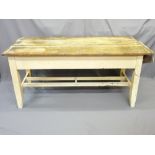 GEORGIAN PINE PAINTED SERVER TABLE, 77cms H, 167.5cms L, 75cms W, having a three plank cleated end