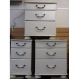 MODERN WHITE COLOURED CHEST OF DRAWERS, a matching pair and another narrow set