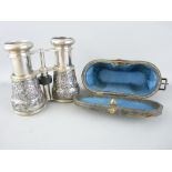 PAIR OF SILVER & CHROME PLATED BINOCULARS IN CARRY CASE, Birmingham 1891, maker Albert Plant Auer
