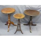 THREE ANTIQUE CIRCULAR TOP OCCASIONAL TABLES including a Regency example with Lazy Susan top on a