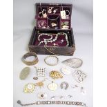 VICTORIAN JEWELLERY BOX with antique, vintage and modern jewellery contents