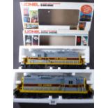 LIONEL ELECTRIC TRAINS O'GAUGE - two boxed Erie Lackawanna diesel engines, GP-9 and GP-20