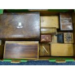 TREEN BOXES, an assortment of including Mother of Pearl inlaid