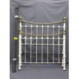 VICTORIAN BRASS & CAST IRON 4FT 6IN BEDFRAME with connecting irons, 53cms head end H