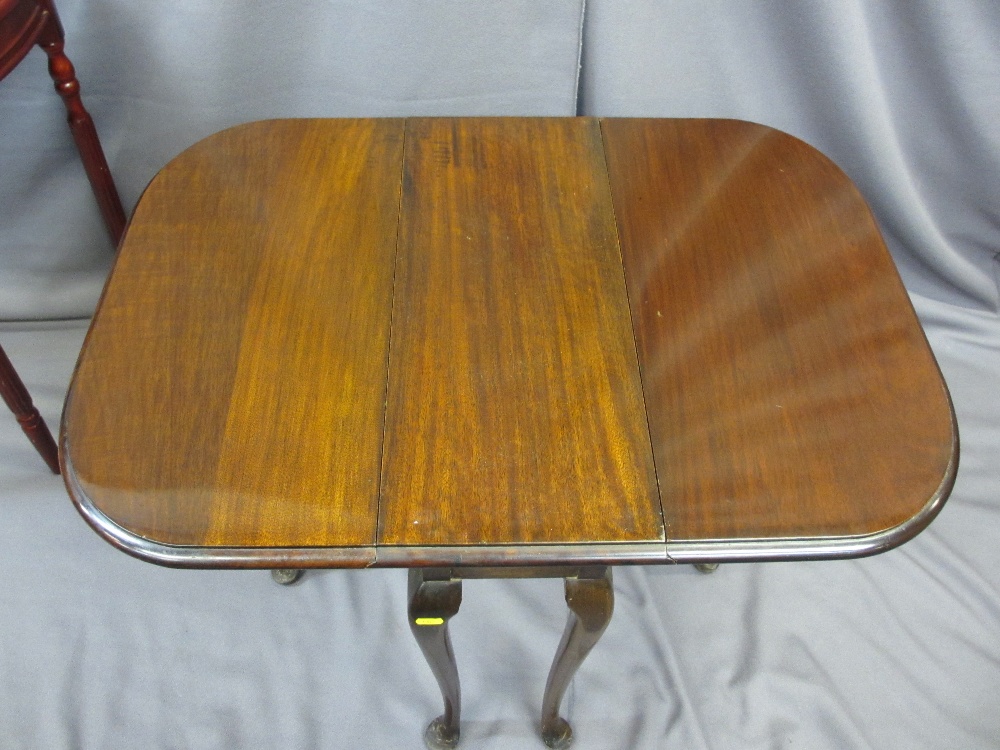 NEAT MAHOGANY SUTHERLAND TABLE and a reproduction mahogany single drawer hall table, 62cms H, 59. - Image 2 of 2