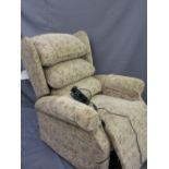 MODERN UPHOLSTERED ELECTRIC RECLINING ARMCHAIR E/T, 106cms H, 88cms W, 53cms seat D