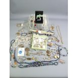 PARCEL OF MIXED DRESS & OTHER JEWELLERY including two good necklaces of cultured graduated pearls