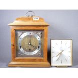 ELLIOTT OF LONDON walnut effect glass face mantel clock and a Swiza retro mantel clock