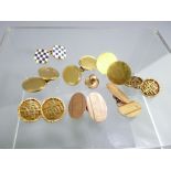 GOLD CUFFLINKS & STUDS - three pairs of 9ct gold cufflinks, 24.2grms and a pair of 9ct gold studs