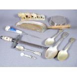 QUANTITY OF SILVER SPOONS, a mineral elephant train, crumb scoop ETC