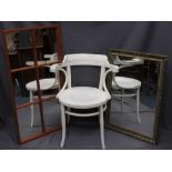 WHITE PAINTED BENTWOOD ARMCHAIR and two wall mirrors, various measurements