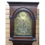 M GEORGE, DUMFRIES, CIRCA 1800 OAK LONG-CASE CLOCK, brass arched top dial set with Roman numerals