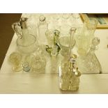 GLASSWARE - cruet set, claret jug, ship's and other decanter ETC