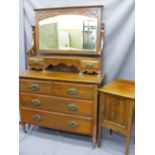 EDWARDIAN MAHOGANY MIRRORED DRESSING CHEST and a similar period single door mahogany pot cupboard