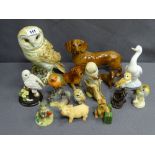 GROUP OF ANIMAL & BIRD FIGURINES various compositions and makers